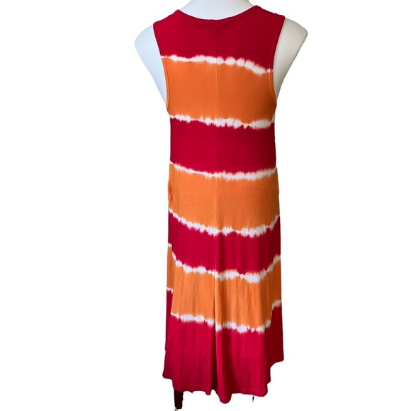 Ellen Tracy Modern Mango/Red Tie Dye Tank Summer Dress - Picture 2 of 11